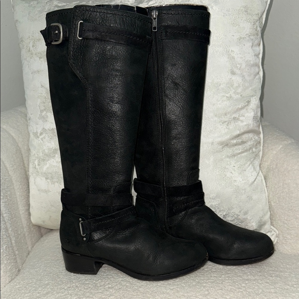 UGG Black Boots with Side Buckle